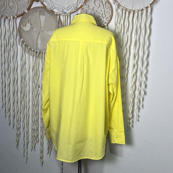 TL+CLQ Bright Yellow Long Sleeve Button Down Shirt Oversized Size 2/M - Picture 5 of 8